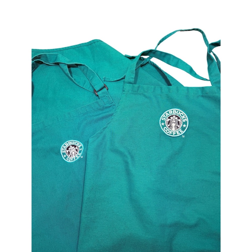 2 Starbucks Green Apron Coffee Shop Uniform Work Wear Adult Size‎ NS Made in USA